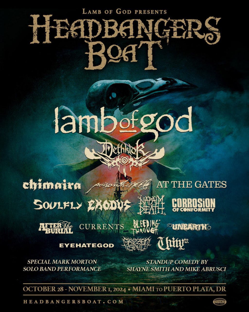Headbangers Boat Cruise 2024 lineup (Lamb of God, Dethklok, At The Gates, Exodus, Napalm Death, more)